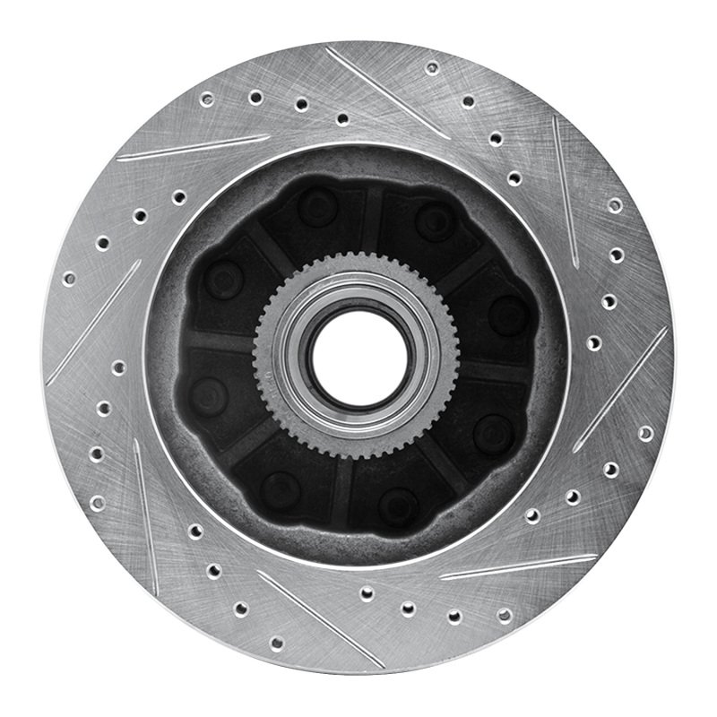 Chevrolet Suburban 2500 Brake Rotor (1) - Front Left - R1 Concepts - Drilled & Slotted - Silver - `92-`02